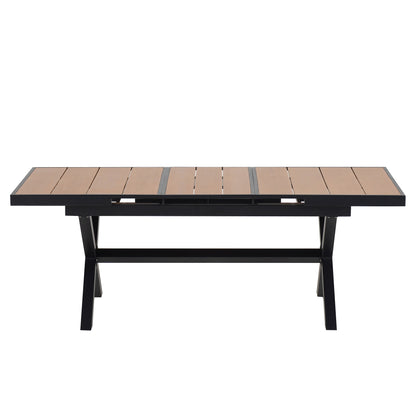 Experience Outdoor Dining Freedom with a Flexible Set Including Six Chairs and a Table that Extends from 62.9 to 82.6 Inches for Personalized Arrangements