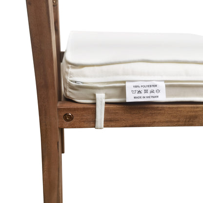 7 Pieces Acacia Wood Outdoor Dining Set with Cushions,Modern 6 Chairs and 1 Large Table, Dining Furniture Set for Lawn, Backyard, Garden Deck,Poolside