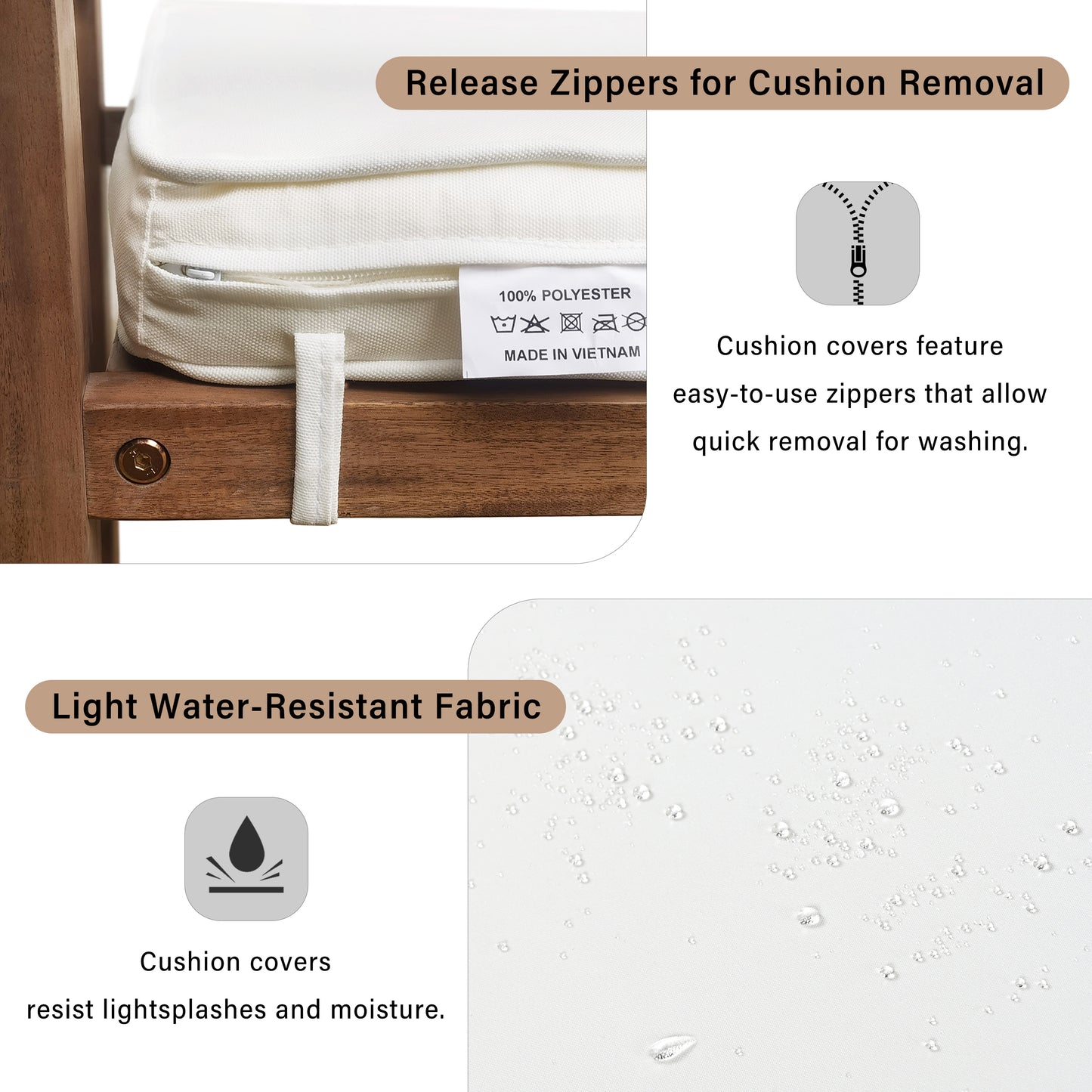 7 Pieces Acacia Wood Outdoor Dining Set with Cushions,Modern 6 Chairs and 1 Large Table, Dining Furniture Set for Lawn, Backyard, Garden Deck,Poolside