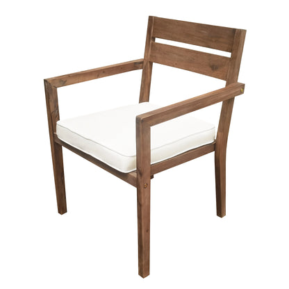 7 Pieces Acacia Wood Outdoor Dining Set with Cushions,Modern 6 Chairs and 1 Large Table, Dining Furniture Set for Lawn, Backyard, Garden Deck,Poolside