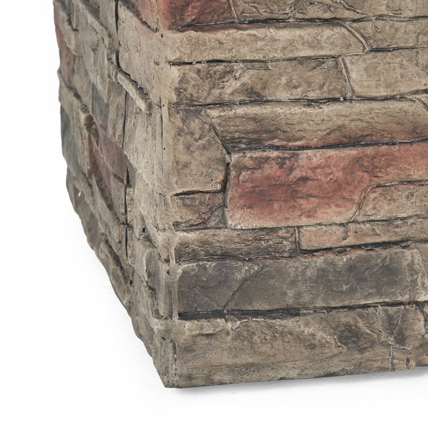 32'' STONE SQUARE MGO FIRE PIT W/ GREY TOP- 40,000 BTU