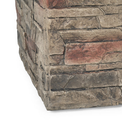 32'' STONE SQUARE MGO FIRE PIT W/ GREY TOP- 40,000 BTU