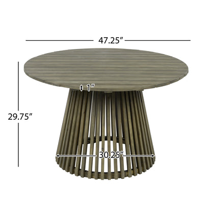 Patio Set Outdoor Acacia Wood Furniture Sets-Modern Club Chair Conversation Sets with Patio Dining Table for Garden, Patio & Deck (Grey Finish+Cream Cushion)