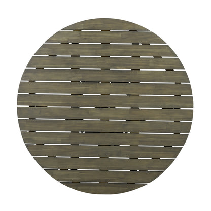 Patio Set Outdoor Acacia Wood Furniture Sets-Modern Club Chair Conversation Sets with Patio Dining Table for Garden, Patio & Deck (Grey Finish+Cream Cushion)