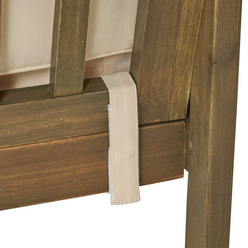 Patio Set Outdoor Acacia Wood Furniture Sets-Modern Club Chair Conversation Sets with Patio Dining Table for Garden, Patio & Deck (Grey Finish+Cream Cushion)