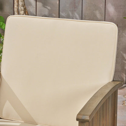 Patio Set Outdoor Acacia Wood Furniture Sets-Modern Club Chair Conversation Sets with Patio Dining Table for Garden, Patio & Deck (Grey Finish+Cream Cushion)