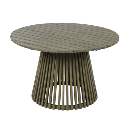 Patio Set Outdoor Acacia Wood Furniture Sets-Modern Club Chair Conversation Sets with Patio Dining Table for Garden, Patio & Deck (Grey Finish+Cream Cushion)