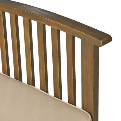 Patio Set Outdoor Acacia Wood Furniture Sets-Modern Club Chair Conversation Sets with Patio Dining Table for Garden, Patio & Deck (Grey Finish+Cream Cushion)