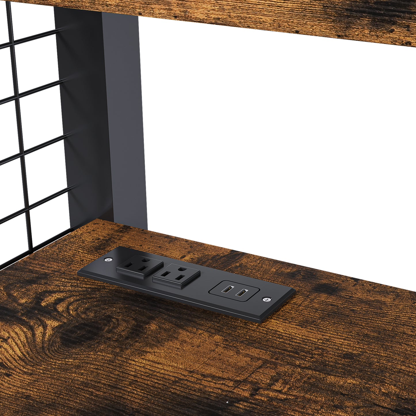 Full-Size Loft Bed w/Desk & Wardrobe - Heavy Metal Frame, Built-In Staircase, Storage Rack & Shelves - Gaming Bed for Adults/Teens (Black) - Computer Desk w/USB & Outlet (Black)