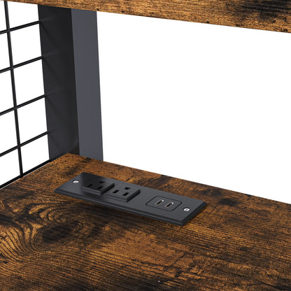 Full-Size Loft Bed w/Desk & Wardrobe - Heavy Metal Frame, Built-In Staircase, Storage Rack & Shelves - Gaming Bed for Adults/Teens (Black) - Computer Desk w/USB & Outlet (Black)