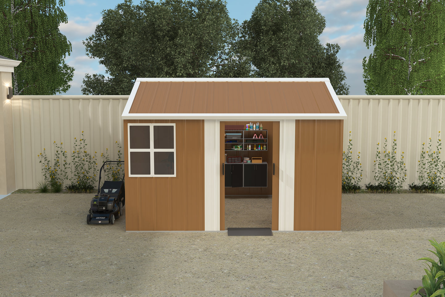 8X10 FT Heavy-Duty Metal Storage Shed with Windows, Lockable Door & Ventilation - Weatherproof Outdoor Garden Shed for Backyard, Lawn, and Tool Organization
