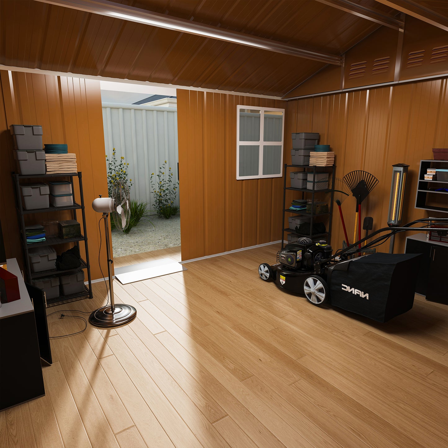 8X10 FT Heavy-Duty Metal Storage Shed with Windows, Lockable Door & Ventilation - Weatherproof Outdoor Garden Shed for Backyard, Lawn, and Tool Organization