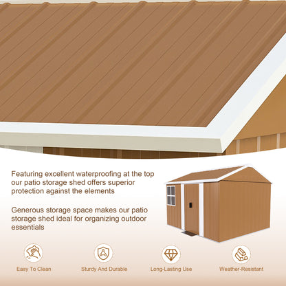 8X10 FT Heavy-Duty Metal Storage Shed with Windows, Lockable Door & Ventilation - Weatherproof Outdoor Garden Shed for Backyard, Lawn, and Tool Organization