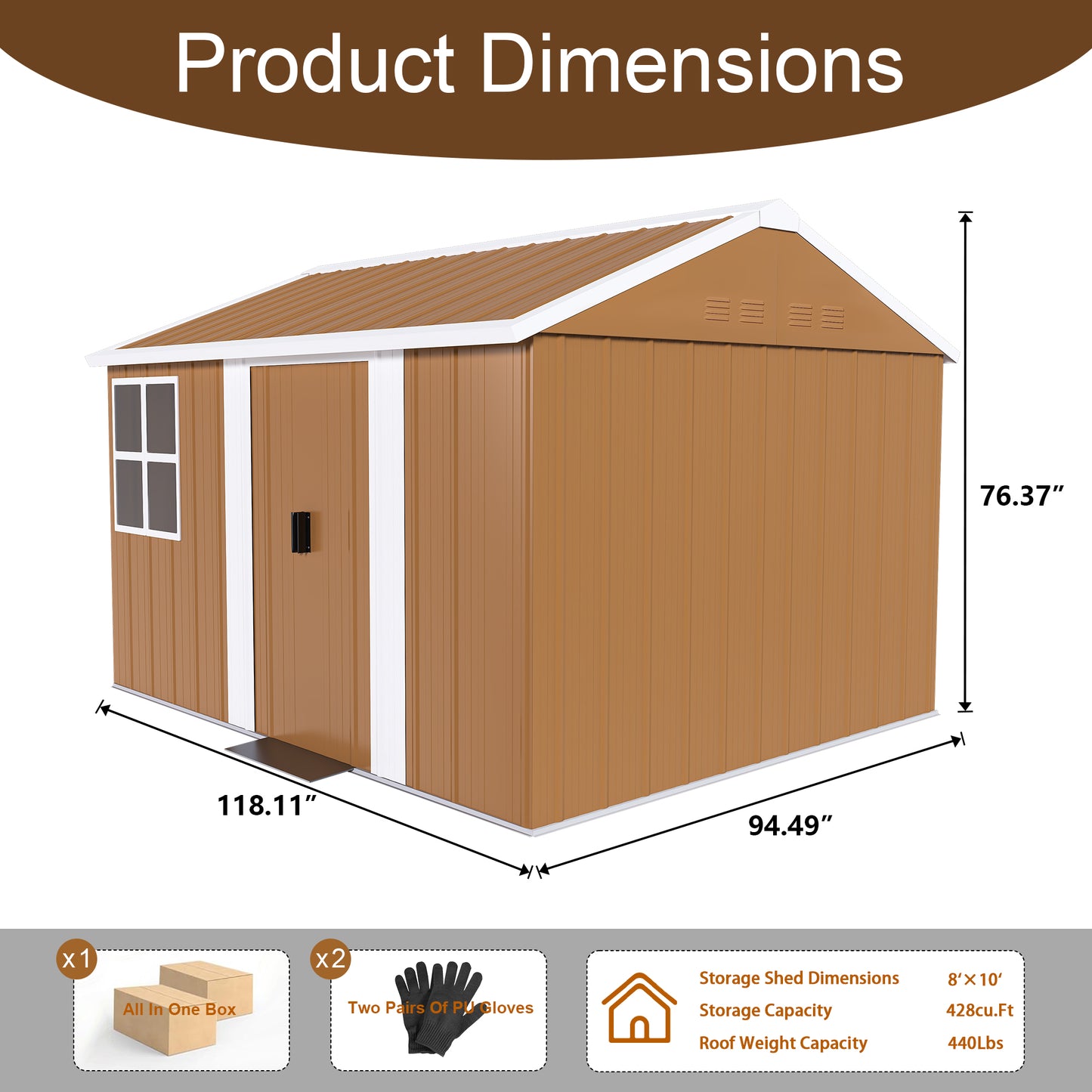 8X10 FT Heavy-Duty Metal Storage Shed with Windows, Lockable Door & Ventilation - Weatherproof Outdoor Garden Shed for Backyard, Lawn, and Tool Organization