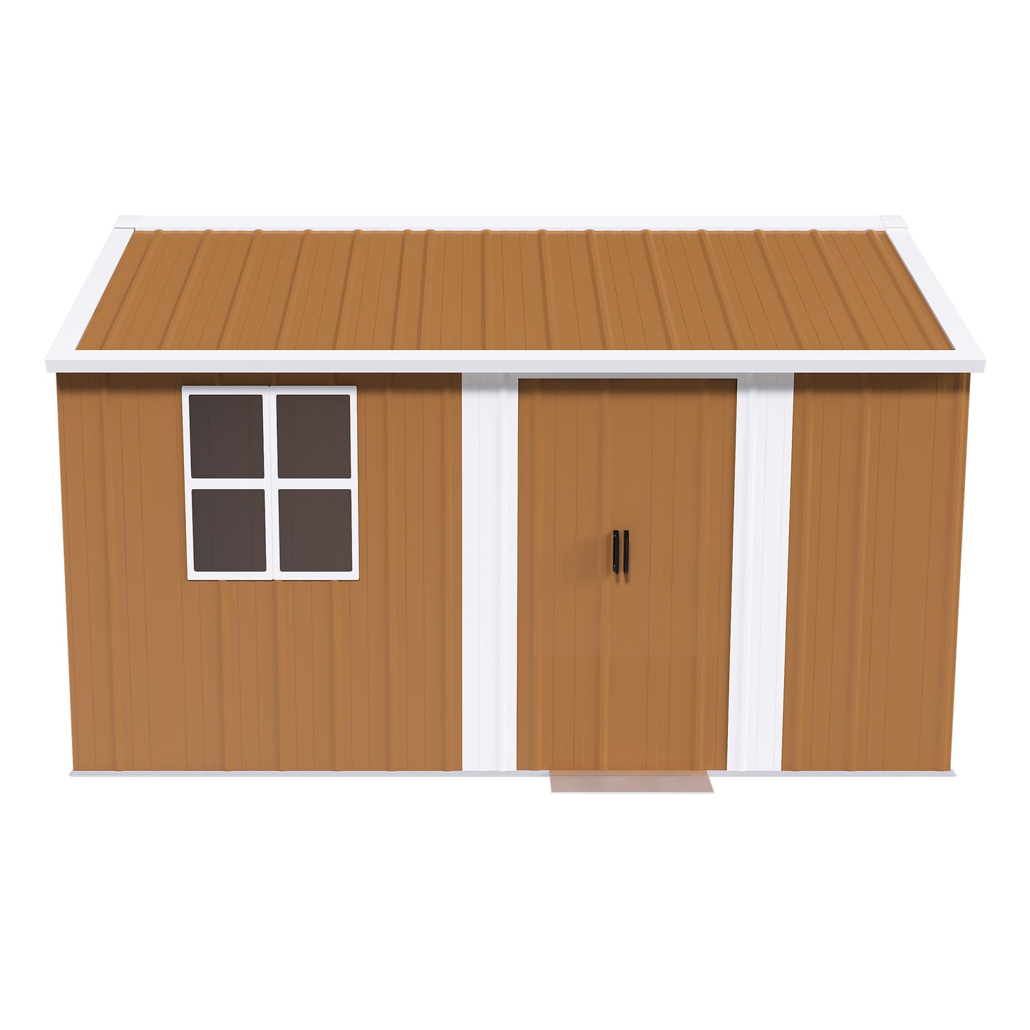 12x8 FT Heavy-Duty Metal Storage Shed with Windows, Lockable Door & Ventilation - Weatherproof Outdoor Garden Shed for Backyard, Lawn, and Tool Organization