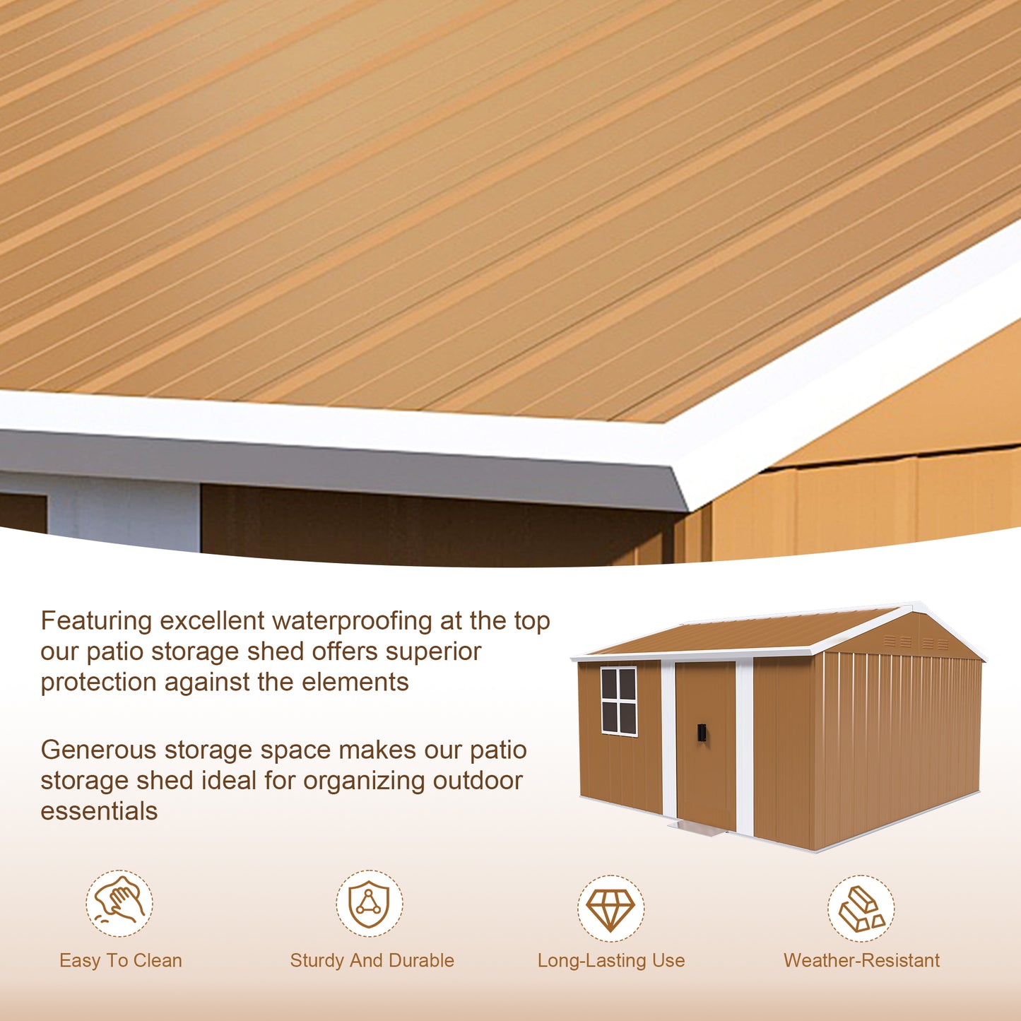 12x10 FT Heavy-Duty Metal Storage Shed with Windows, Lockable Door & Ventilation - Weatherproof Outdoor Garden Shed for Backyard, Lawn, and Tool Organization