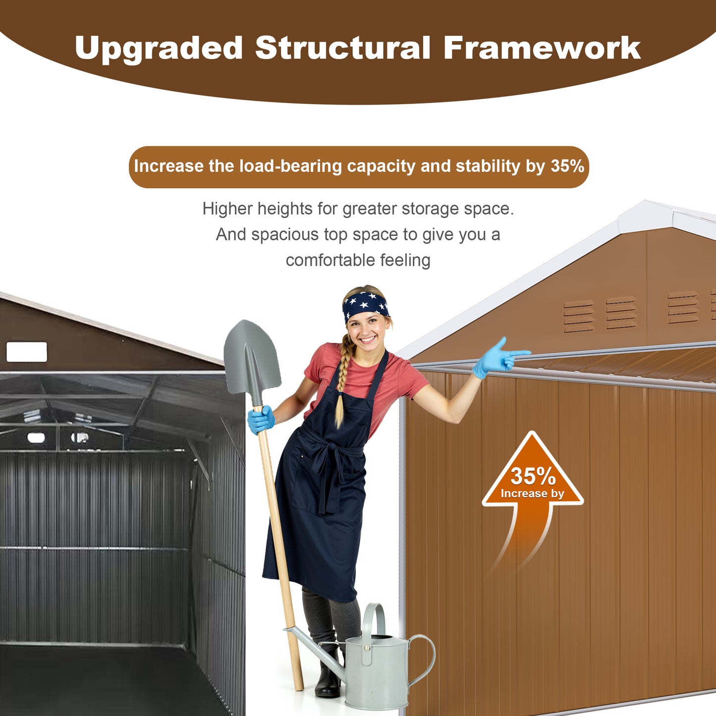 12x10 FT Heavy-Duty Metal Storage Shed with Windows, Lockable Door & Ventilation - Weatherproof Outdoor Garden Shed for Backyard, Lawn, and Tool Organization