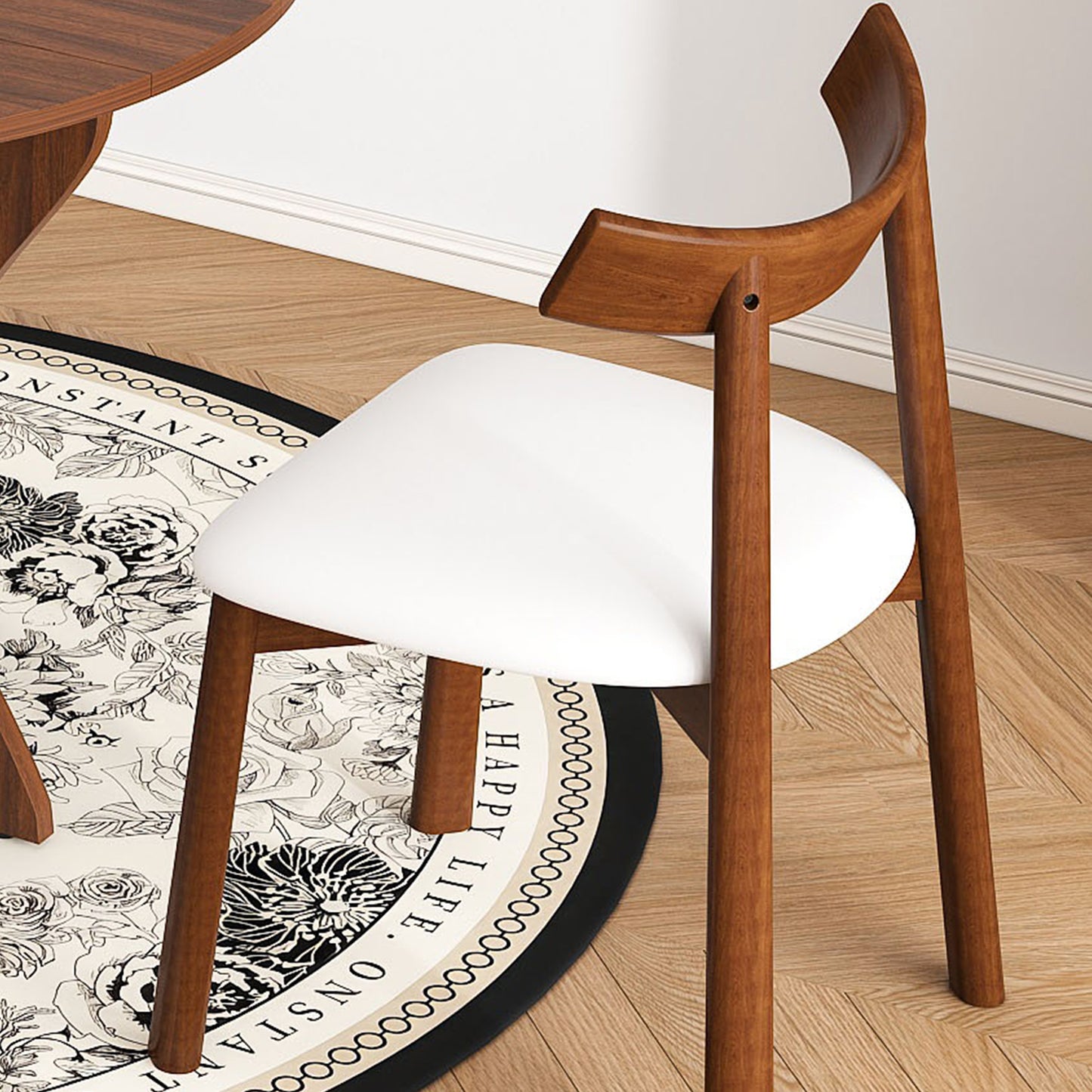 43 in Folding Dining Table Set with 2 Chairs, MDF Table with Walnut Veneer & Solid Wood PU Chairs, Space Saving Foldable Kitchen Set for Indoor and Outdoor Use