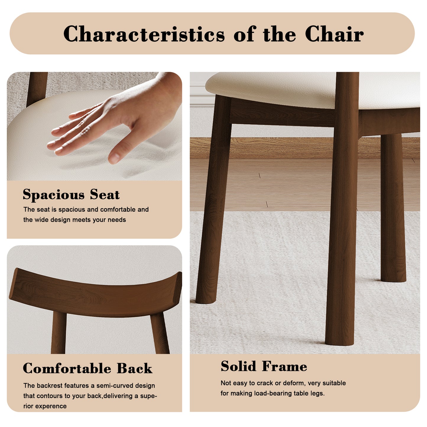 43 in Folding Dining Table Set with 2 Chairs, MDF Table with Walnut Veneer & Solid Wood PU Chairs, Space Saving Foldable Kitchen Set for Indoor and Outdoor Use