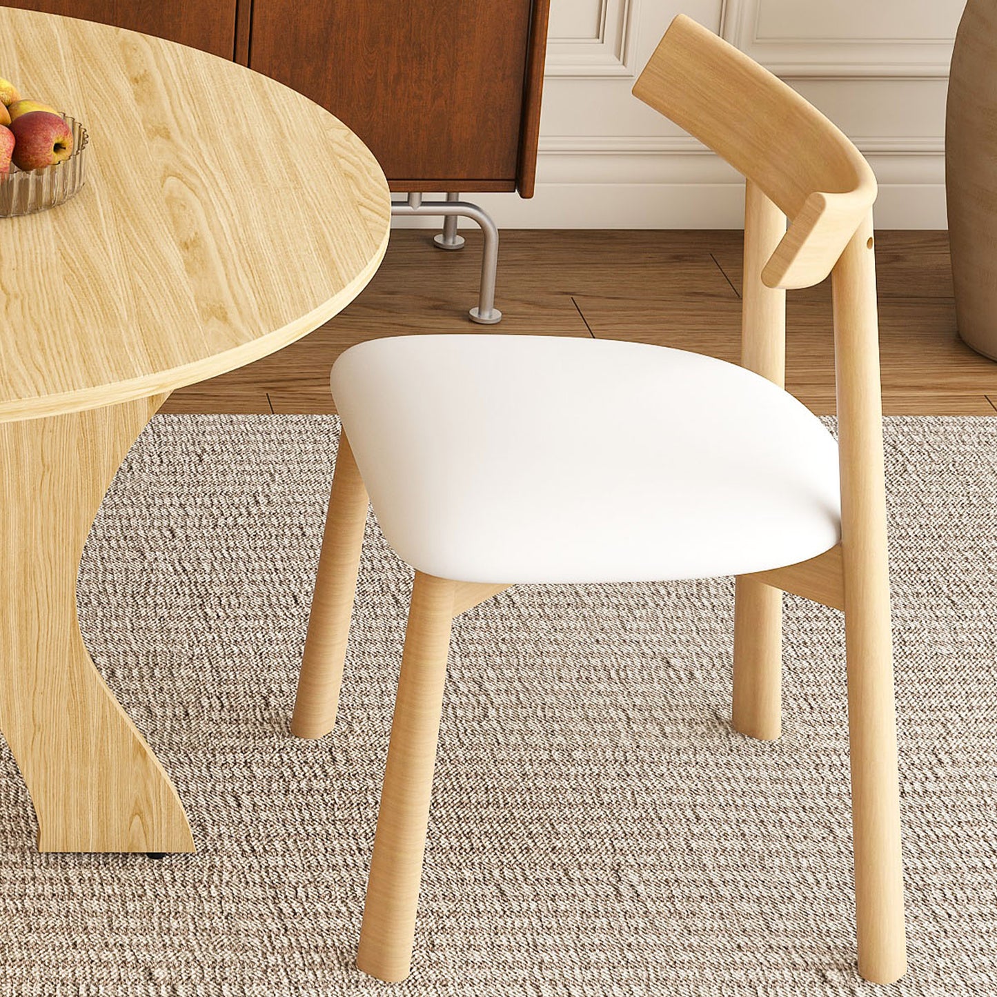 43 in Folding Dining Table Set with 2 Chairs, MDF Table with Wild Oak Veneer & Solid Wood PU Chairs, Space Saving Foldable Kitchen Set for Indoor and Outdoor Us