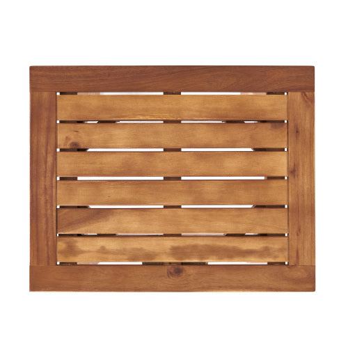 Patio Conversation Set, Outdoor Wood Leisure Seat(Set of 2),Armchair with Cushions,Selma Acacia Wood End Table ,Teak Finish,Dark Grey cushion