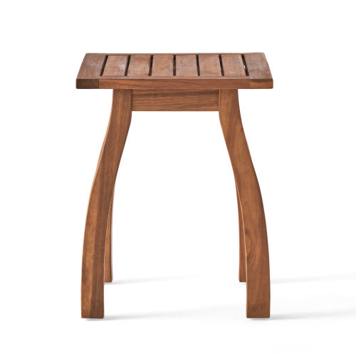Patio Conversation Set, Outdoor Wood Leisure Seat(Set of 2),Armchair with Cushions,Selma Acacia Wood End Table ,Teak Finish,Beige cushion