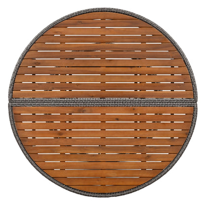 5-Piece Round Rattan Sectional Sofa Set All-Weather PE Wicker Sunbed Daybed with Round Liftable Table and Washable Cushions for Outdoor Backyard Poolside, Gray