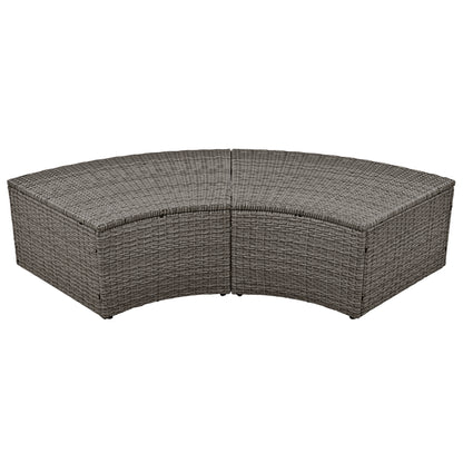 5-Piece Round Rattan Sectional Sofa Set All-Weather PE Wicker Sunbed Daybed with Round Liftable Table and Washable Cushions for Outdoor Backyard Poolside, Gray