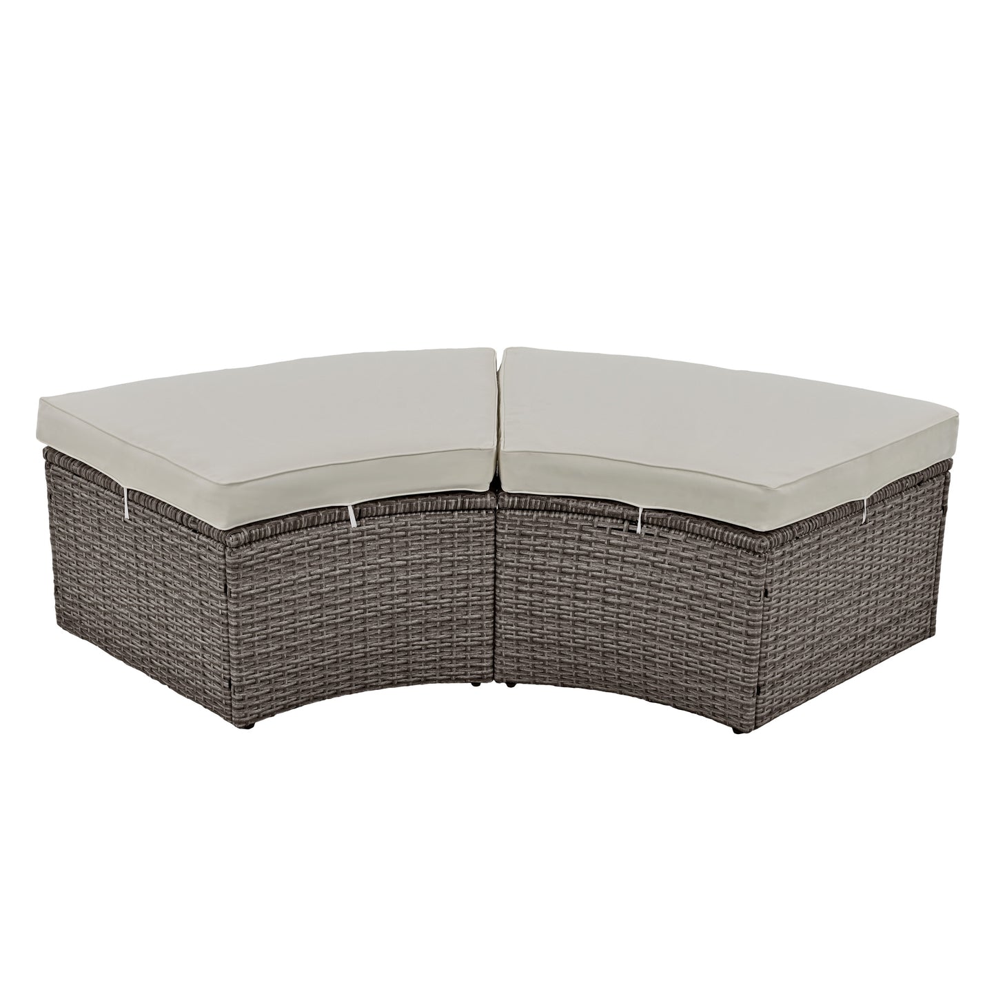 5-Piece Round Rattan Sectional Sofa Set All-Weather PE Wicker Sunbed Daybed with Round Liftable Table and Washable Cushions for Outdoor Backyard Poolside, Gray