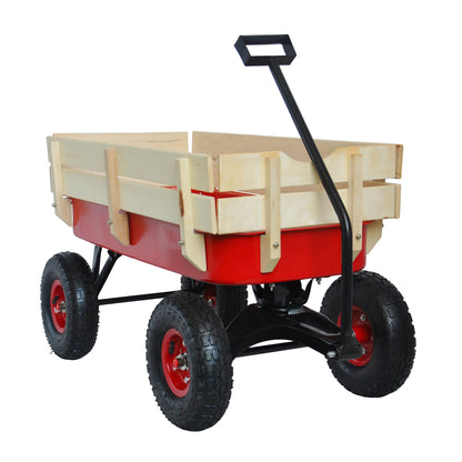 outdoor sport wagon tools cart wooden side panels air tires Wagon