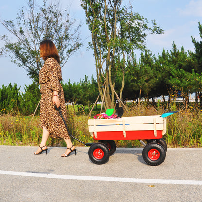 outdoor sport wagon tools cart wooden side panels air tires Wagon