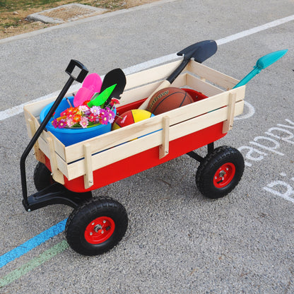 outdoor sport wagon tools cart wooden side panels air tires Wagon