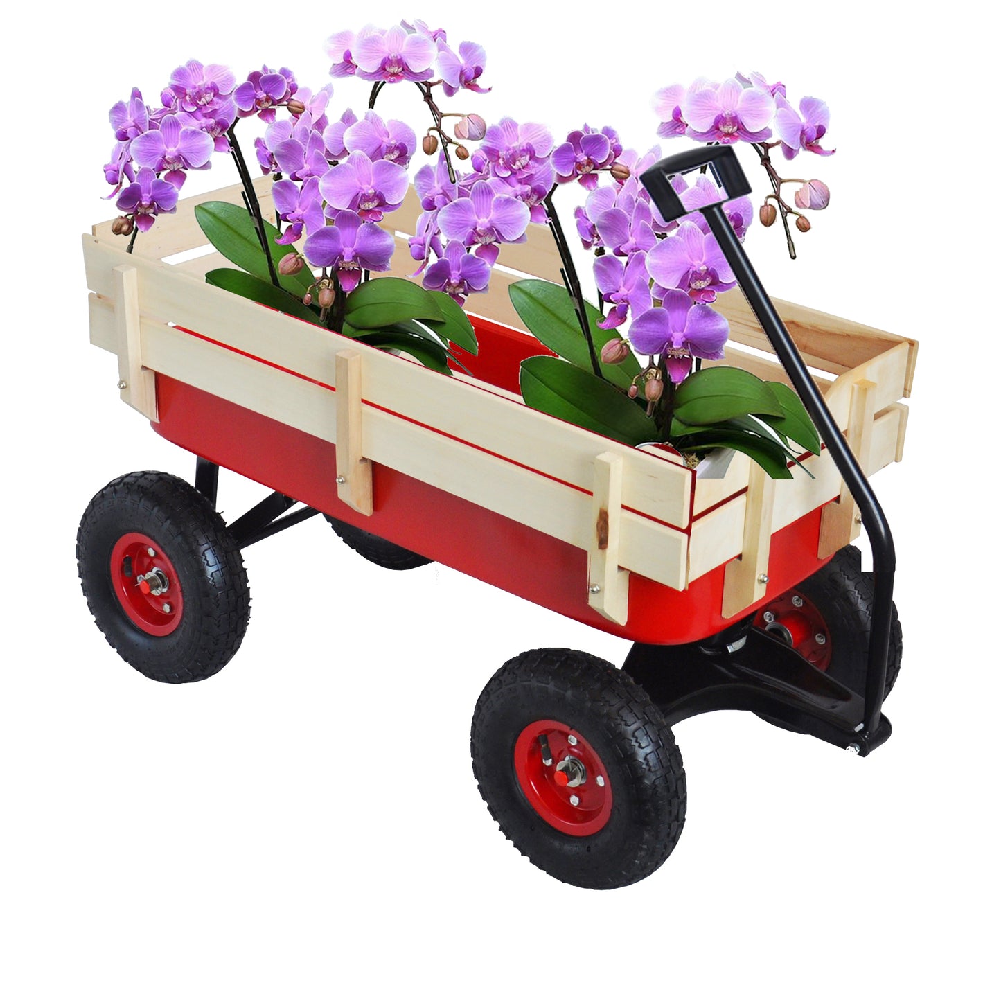 outdoor sport wagon tools cart wooden side panels air tires Wagon