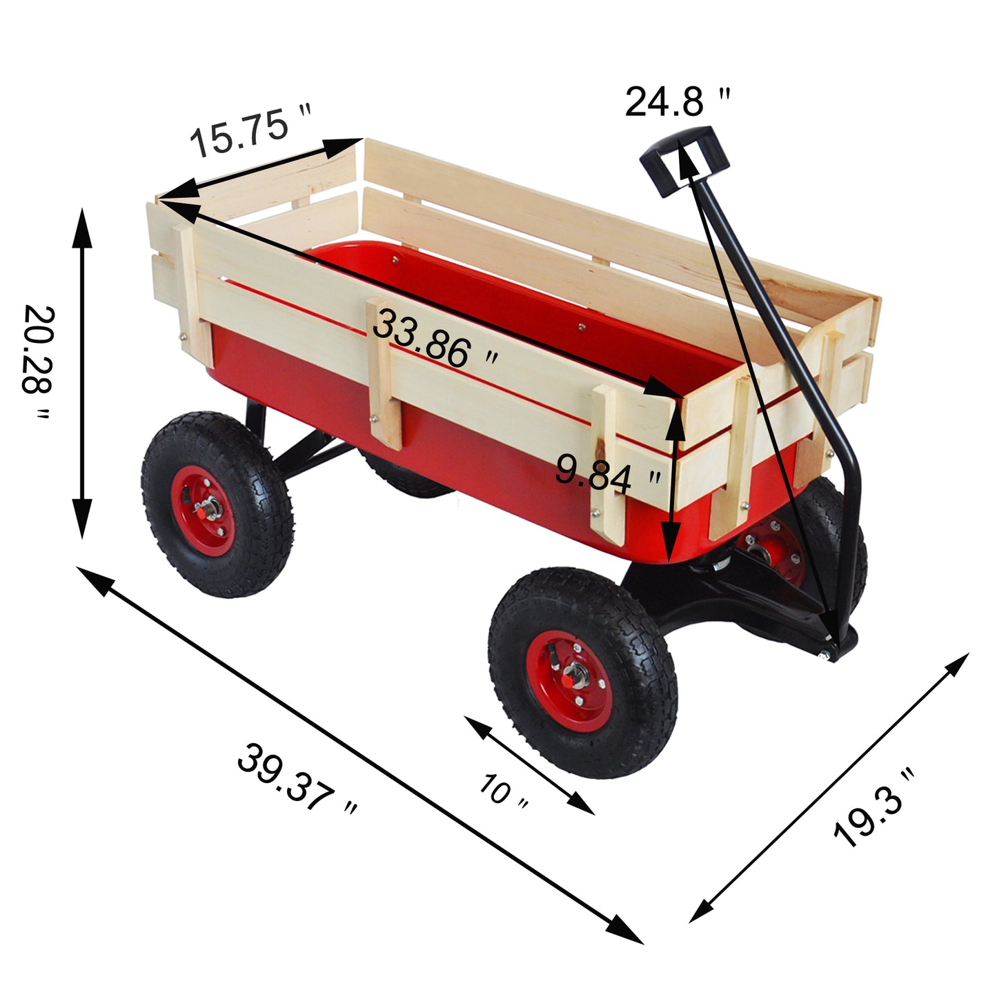 outdoor sport wagon tools cart wooden side panels air tires Wagon