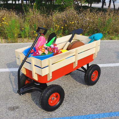 outdoor sport wagon tools cart wooden side panels air tires Wagon