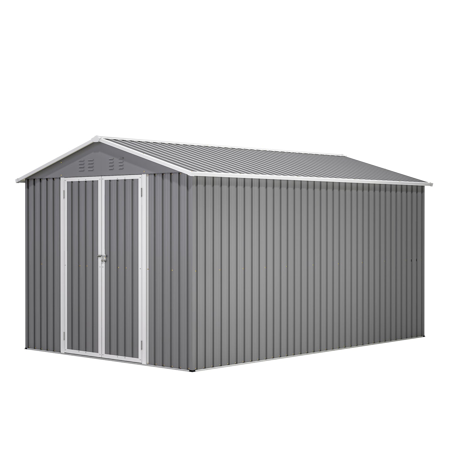 8 x 12 FT Outdoor Storage Shed, Large Metal Tool Storage with Aluminium Frame and Lockable Doors, Storage for Backyard Garden Patio Lawn, Grey