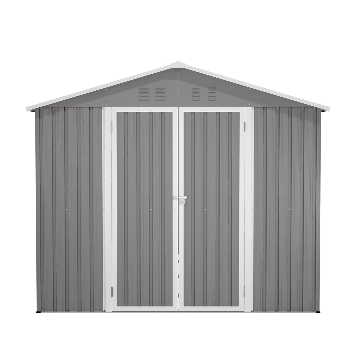 8 x 12 FT Outdoor Storage Shed, Large Metal Tool Storage with Aluminium Frame and Lockable Doors, Storage for Backyard Garden Patio Lawn, Grey