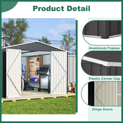 Outdoor Storage Shed 10x12 FT, Utility Metal Tool Storage with Lockable Doors and Updated Frame Structure, Large Metal Garden Shed for Backyard, Patio Lawn, Black