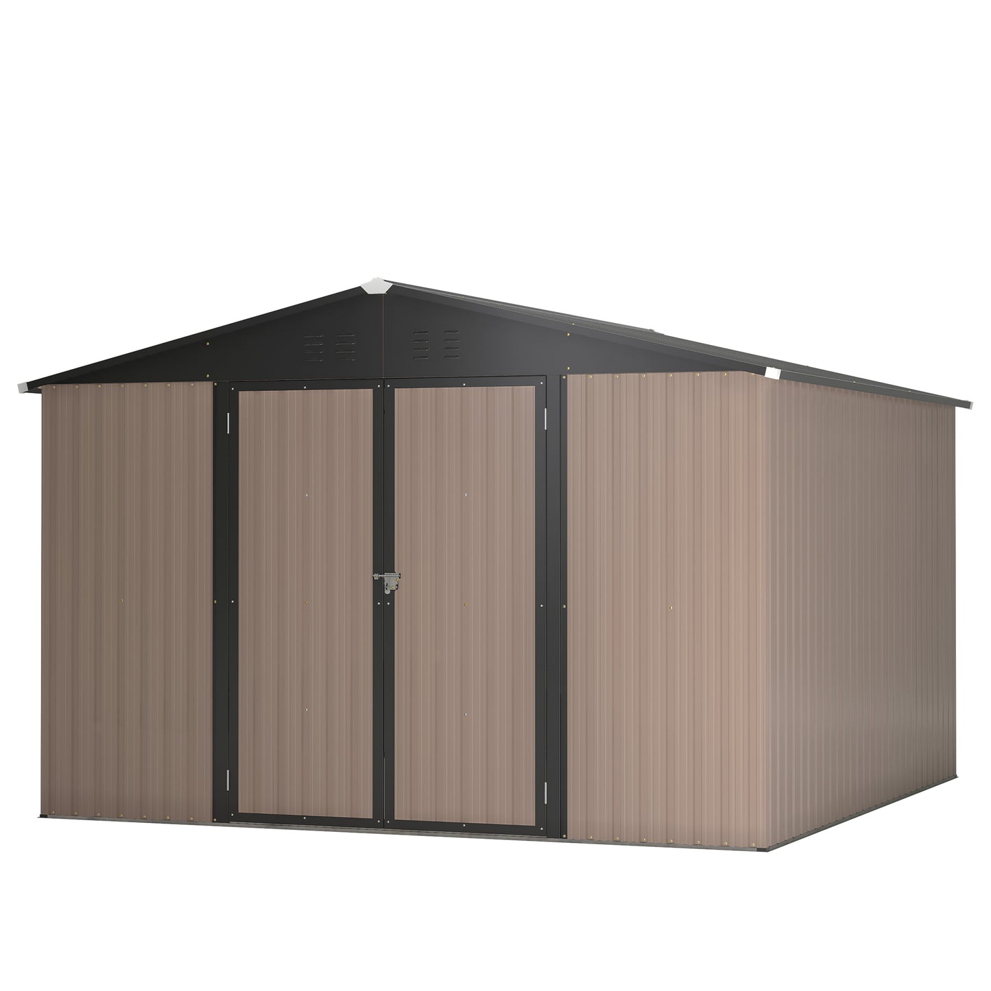 10' x 10' Metal Storage Shed for Ourdoor, Steel Yard Shed with Design of Lockable Doors, Utility and Tool Storage for Garden, Backyard, Patio, Outside use