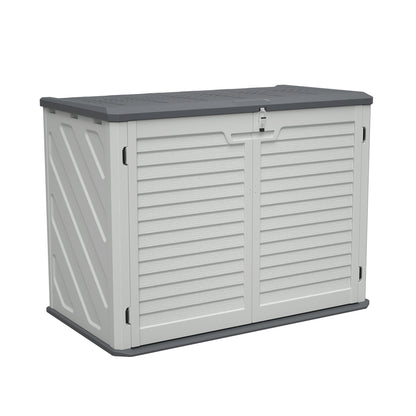 Horizontal Storage Shed Weather Resistance, Large Outdoor Storage Cabinet Lockable, Thick HDPE Plastic Storage Unit for Backyards, Patio, Garden(28 Cu.ft/Ivory ) White