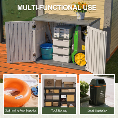 Horizontal Storage Shed Weather Resistance, Large Outdoor Storage Cabinet Lockable, Thick HDPE Plastic Storage Unit for Backyards, Patio, Garden(28 Cu.ft/Ivory ) White