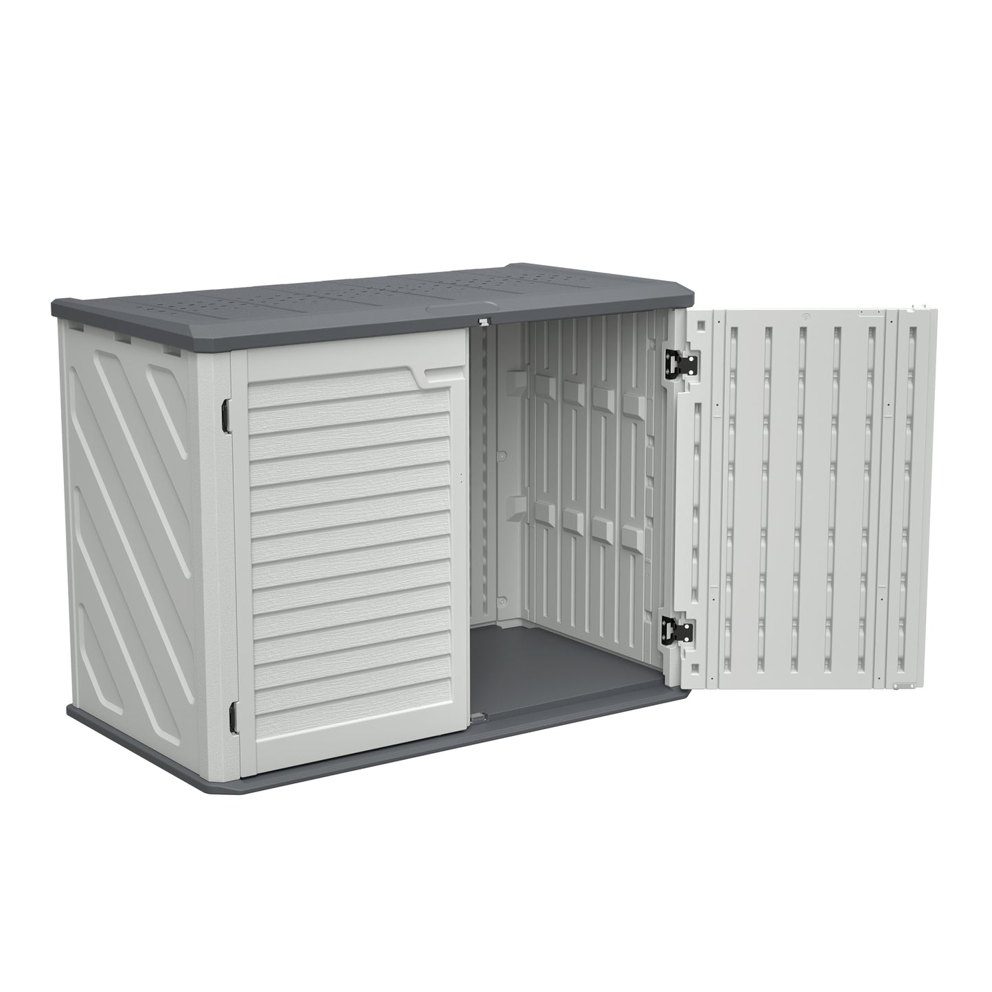 Horizontal Storage Shed Weather Resistance, Large Outdoor Storage Cabinet Lockable, Thick HDPE Plastic Storage Unit for Backyards, Patio, Garden(28 Cu.ft/Ivory ) White