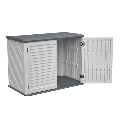 Horizontal Storage Shed Weather Resistance, Large Outdoor Storage Cabinet Lockable, Thick HDPE Plastic Storage Unit for Backyards, Patio, Garden(28 Cu.ft/Ivory ) White