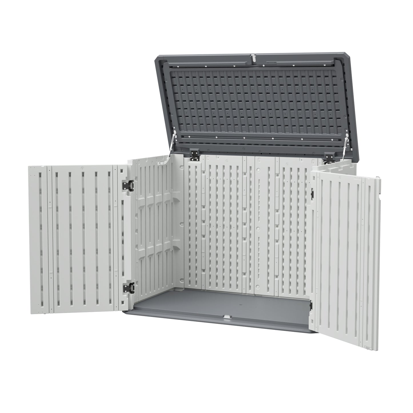 Horizontal Storage Shed Weather Resistance, Large Outdoor Storage Cabinet Lockable, Thick HDPE Plastic Storage Unit for Backyards, Patio, Garden(28 Cu.ft/Ivory ) White