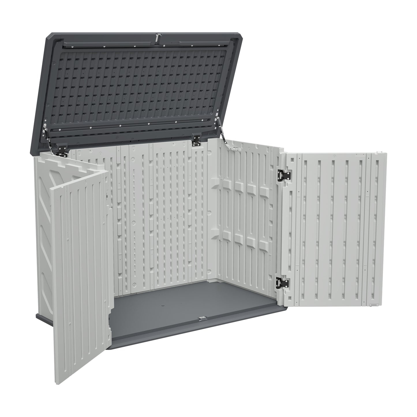 Horizontal Storage Shed Weather Resistance, Large Outdoor Storage Cabinet Lockable, Thick HDPE Plastic Storage Unit for Backyards, Patio, Garden(28 Cu.ft/Ivory ) White