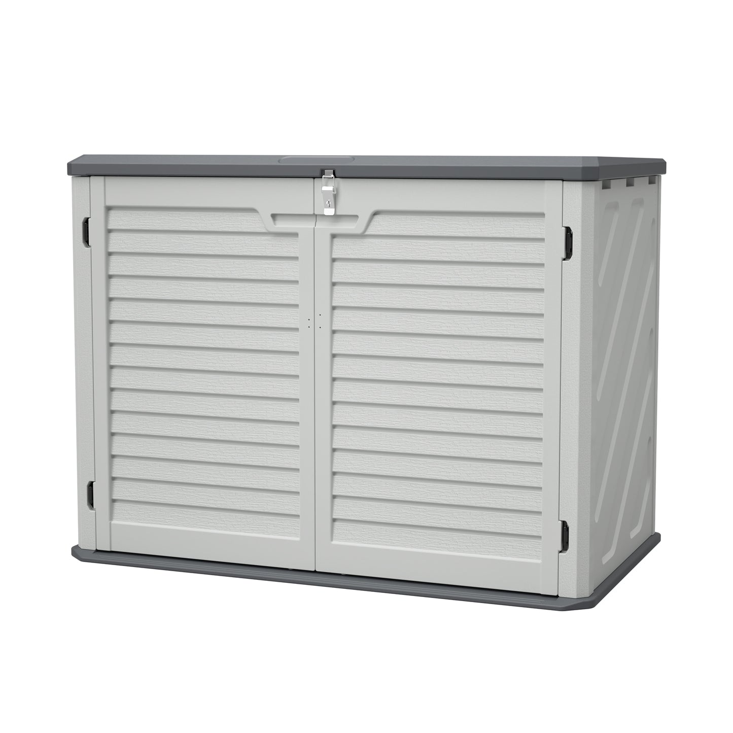 Horizontal Storage Shed Weather Resistance, Large Outdoor Storage Cabinet Lockable, Thick HDPE Plastic Storage Unit for Backyards, Patio, Garden(28 Cu.ft/Ivory ) White