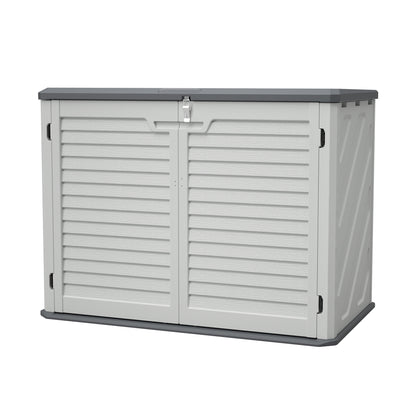 Horizontal Storage Shed Weather Resistance, Large Outdoor Storage Cabinet Lockable, Thick HDPE Plastic Storage Unit for Backyards, Patio, Garden(28 Cu.ft/Ivory ) White