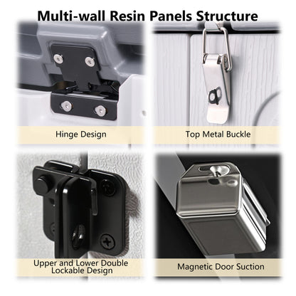 Rust Proof Resin Garden Equipment Storage - Weatherproof, Spacious, UV Resistant Material, Non-Partitioned