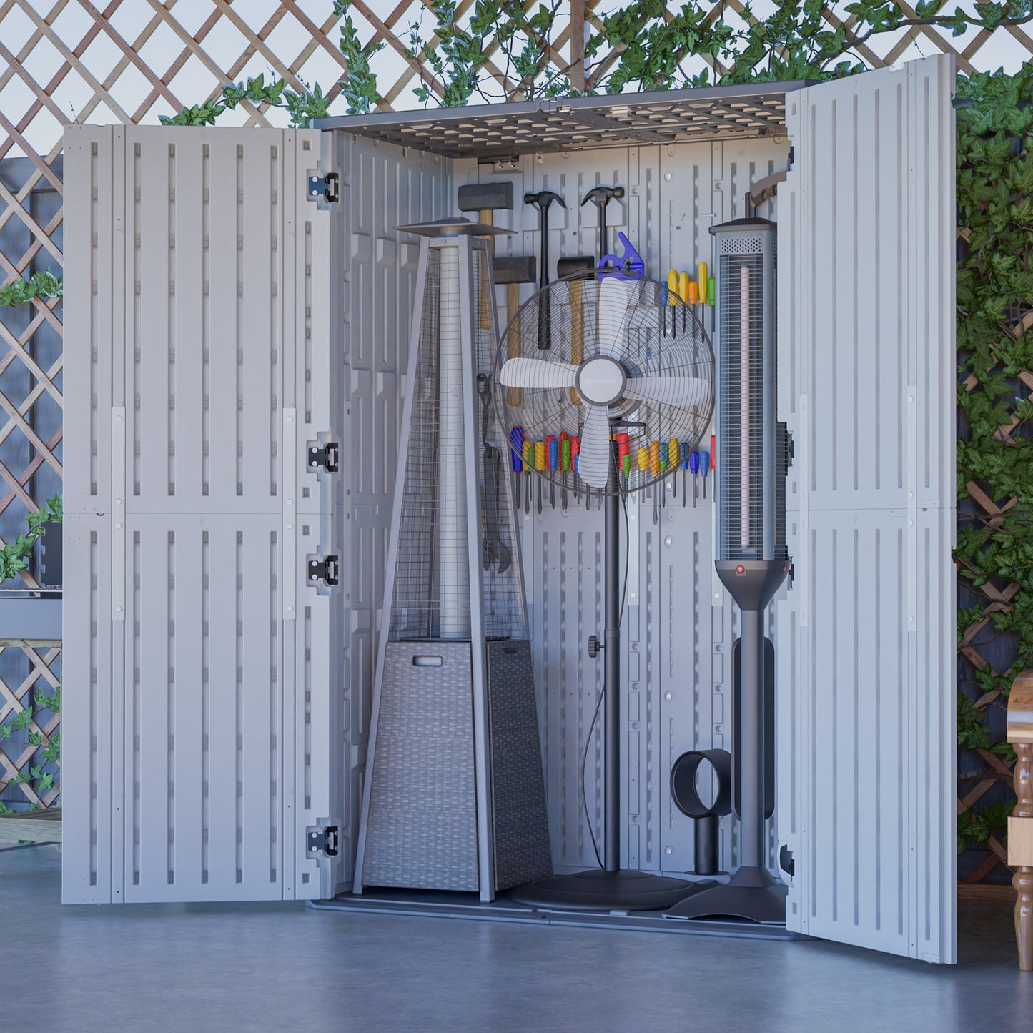 Rust Proof Resin Garden Equipment Storage - Weatherproof, Spacious, UV Resistant Material, Non-Partitioned