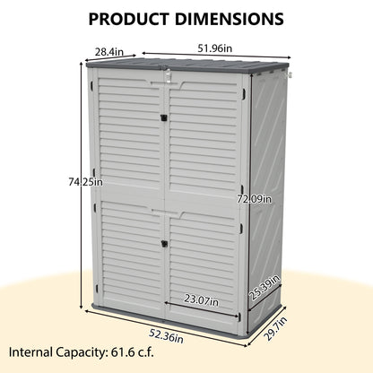 Rust Proof Resin Garden Equipment Storage - Weatherproof, Spacious, UV Resistant Material, Non-Partitioned